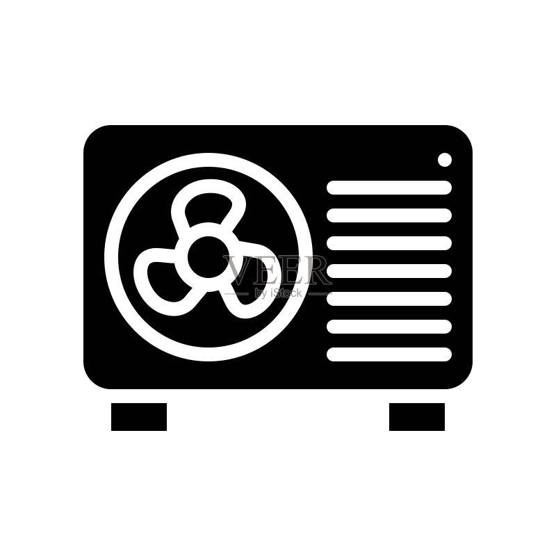 空调压缩机组矢量图,孤立的实体风格图标图标素材