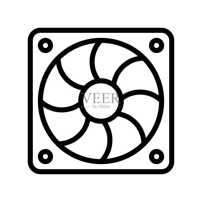 排风扇矢量图,隔离线条样式图标图标素材
