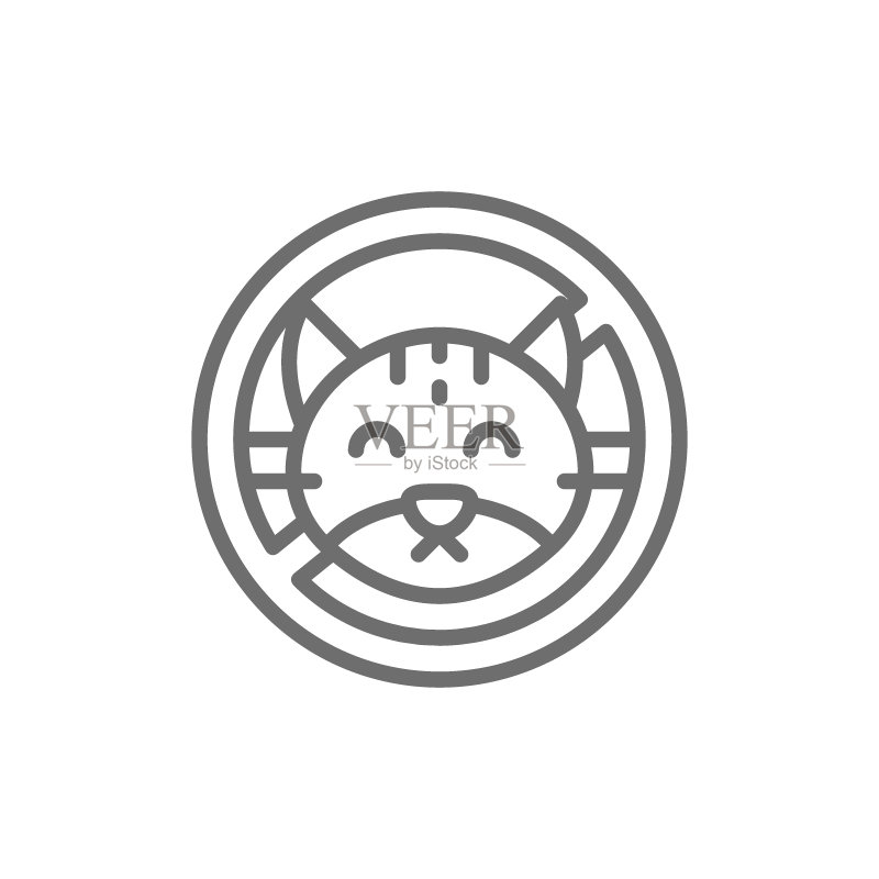禁止宠物标志(猫,无动物,羊毛过敏)图标素材
