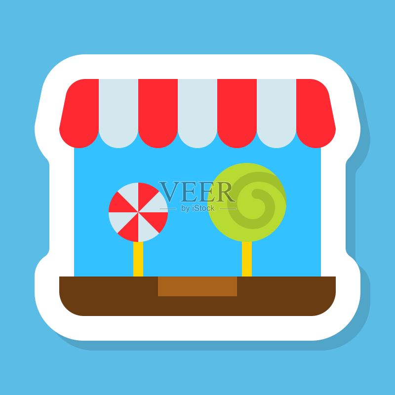 在线商店贴纸矢量图,孤立的扁平风格图标图标素材