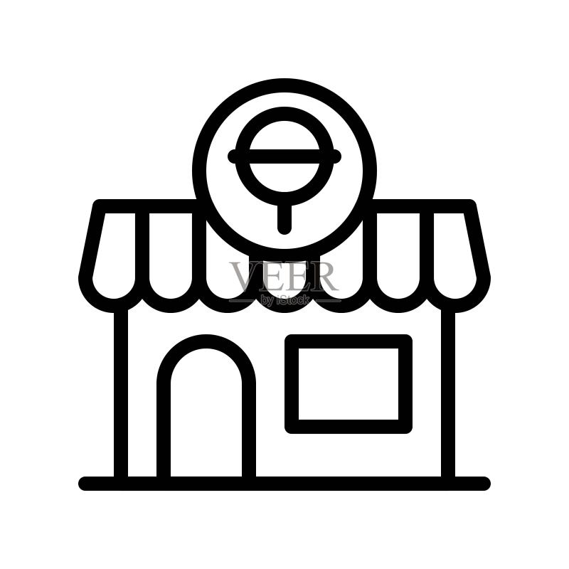 糖果店矢量插画,孤立线条风格图标图标素材