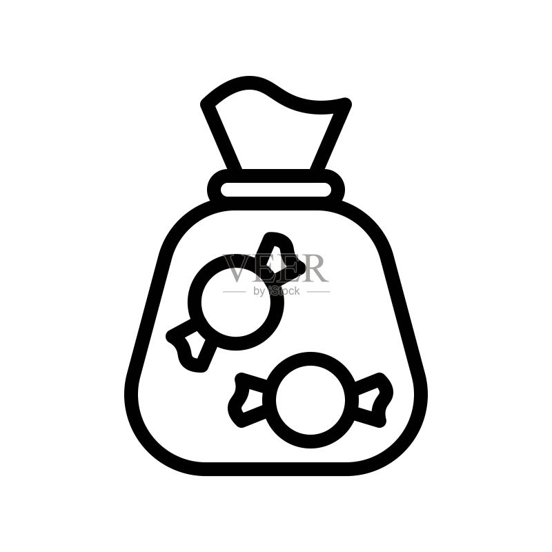 糖果袋矢量插画,孤立线条风格图标图标素材