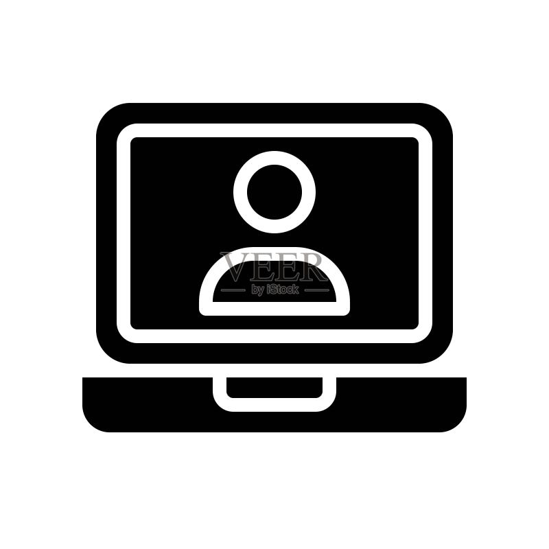 带有用户向量的笔记本电脑,社交媒体实体风格图标图标素材