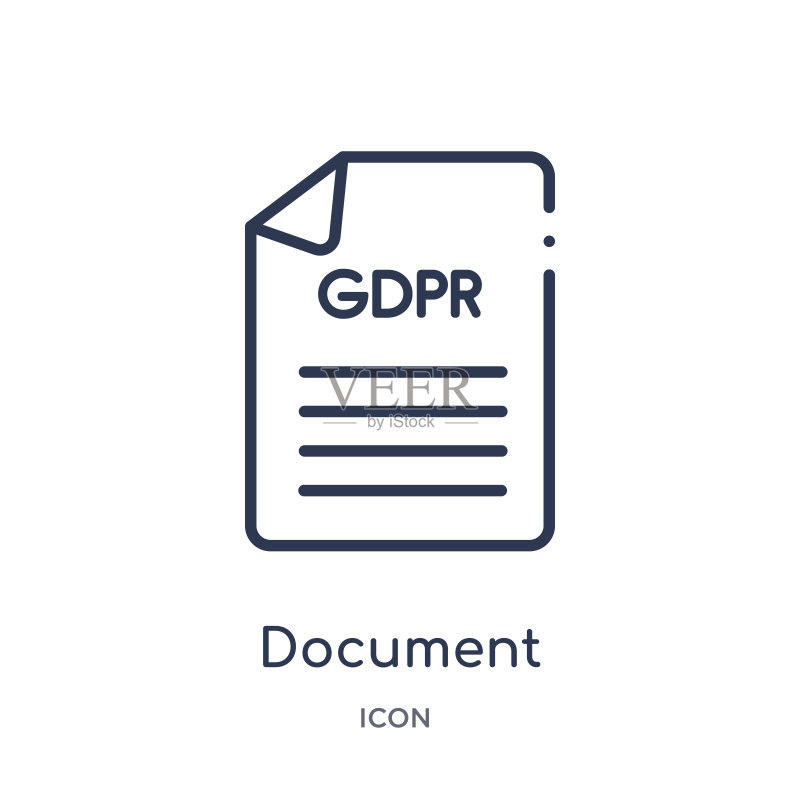 Gdpr系列线性文档图标。白色背景上的细线文档图标。图标素材