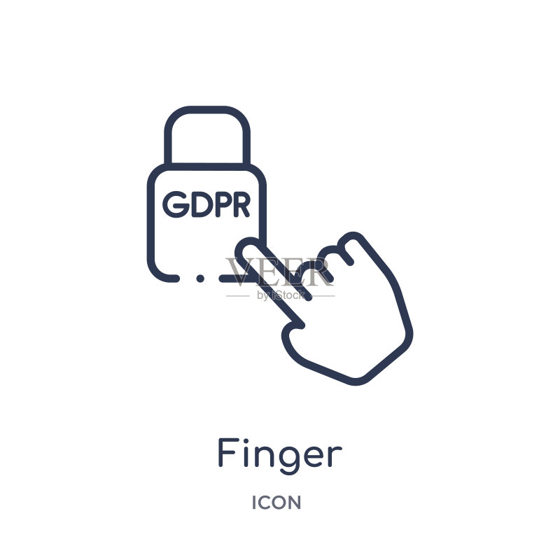 Gdpr系列线性手指图标:白色背景上的细线条手指图标图标素材