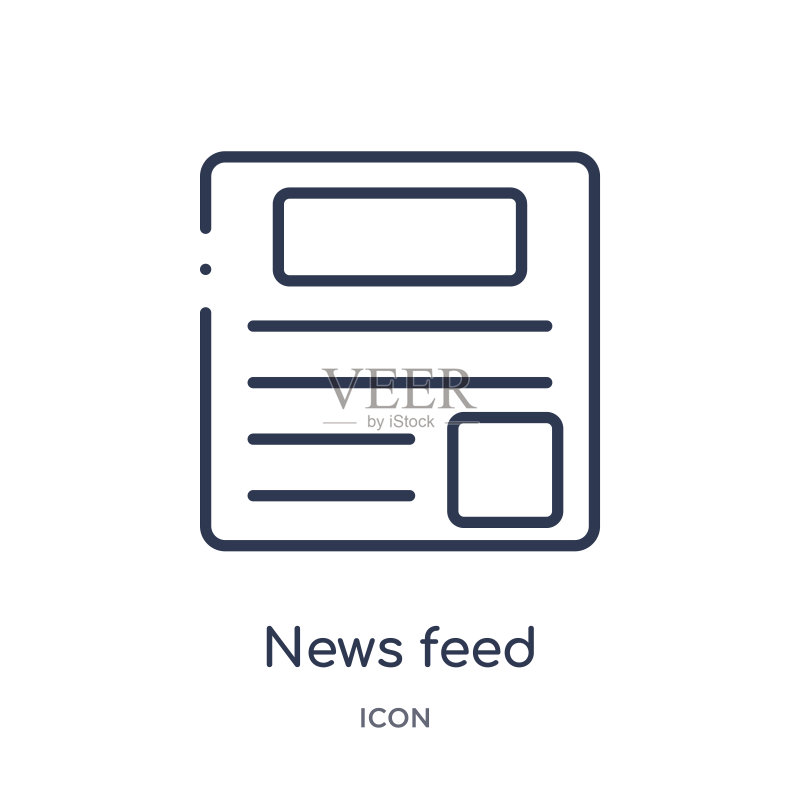 通用线性新闻 feed 图标:白色背景上的细线新闻 feed 图标,新闻 feed 潮流插画图标素材