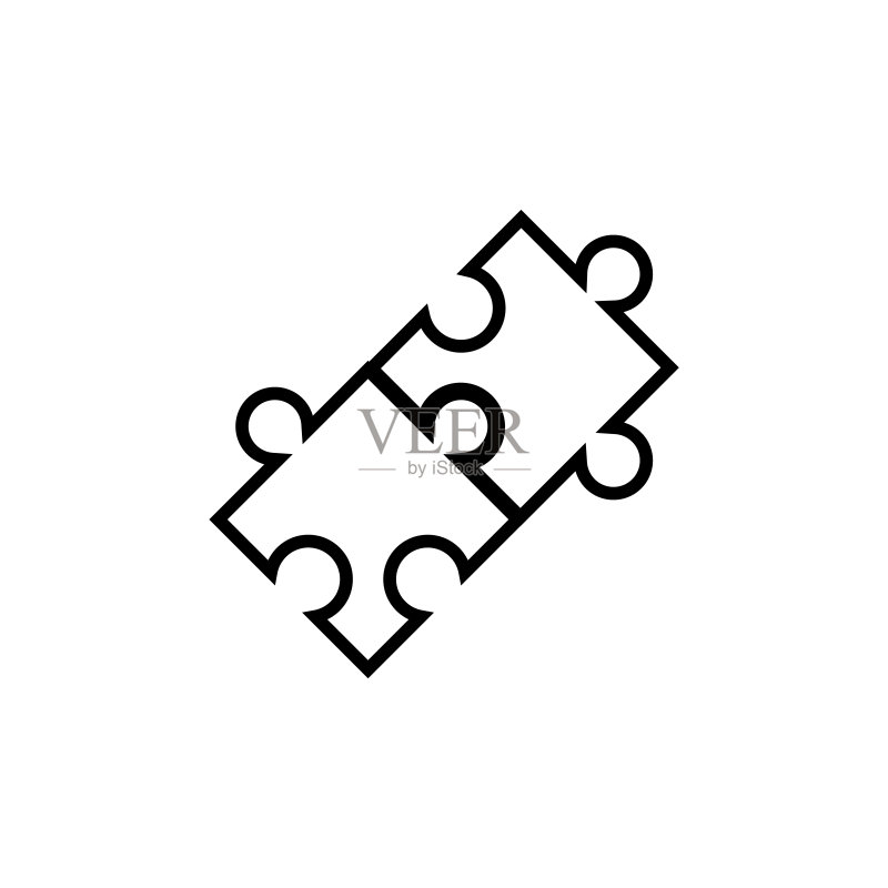白色背景上的拼图线性图标图标素材