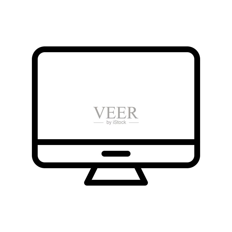 电脑显示器矢量图,电子设备线性图标可编辑笔触图标素材
