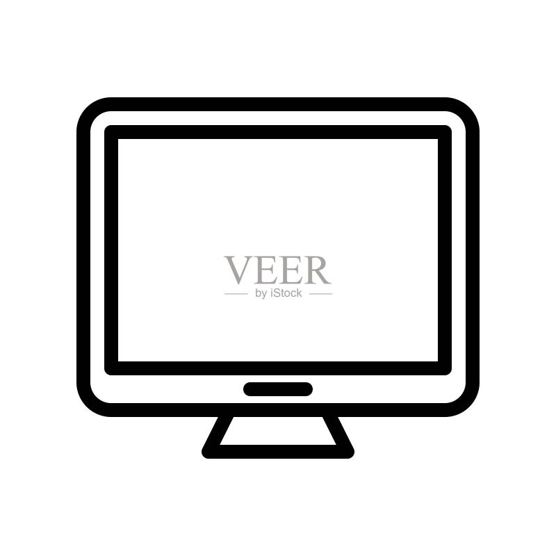 电脑显示器矢量图,电子设备线性图标可编辑笔触图标素材