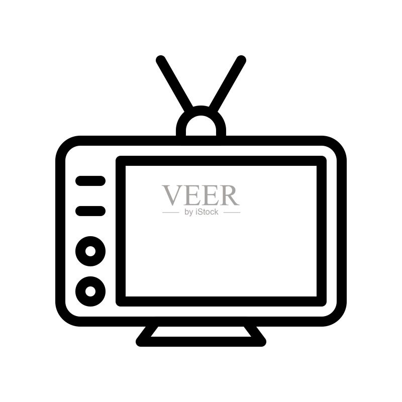 电视矢量图,电子设备线性图标可编辑描边图标素材