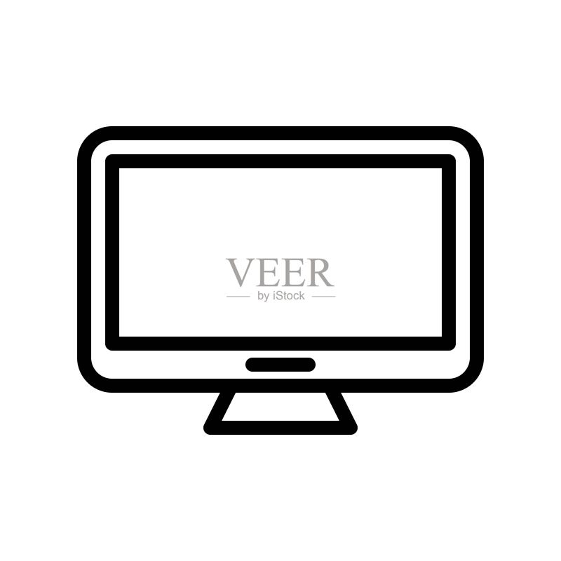 电脑显示器矢量图,电子设备线性图标可编辑笔触图标素材