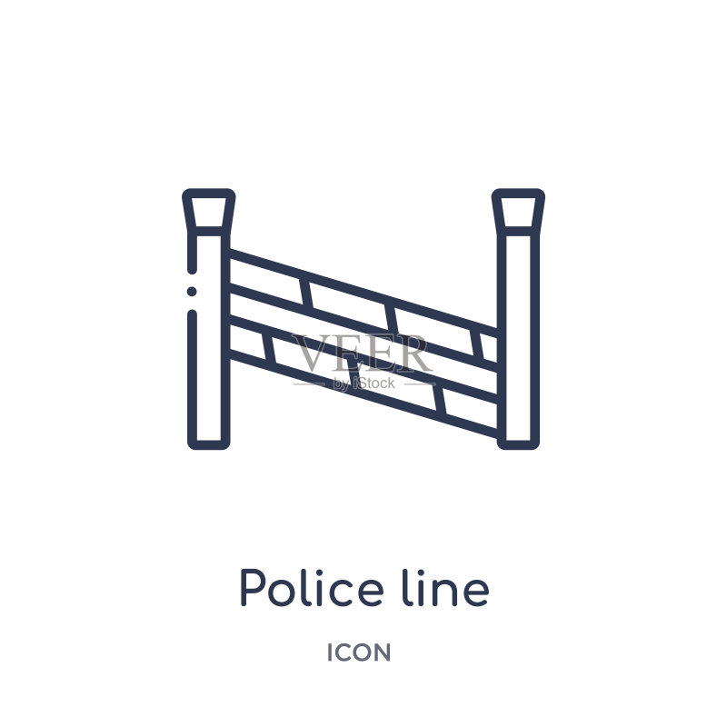 法律与公正系列线性警戒线图标:白色背景上的细线警戒线时尚图例图标素材