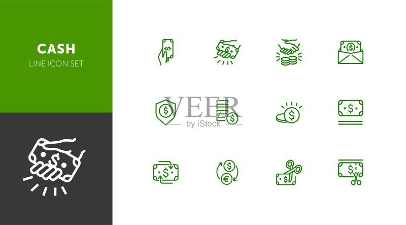现金线条图标集图标素材