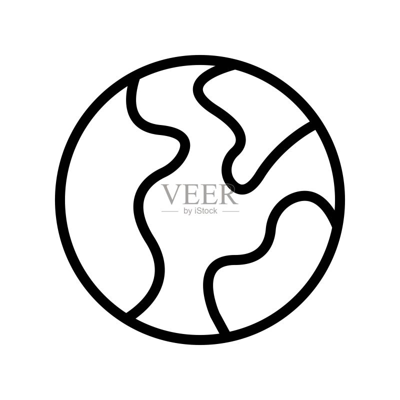地球矢量数字营销线性图标可编辑笔画图标素材