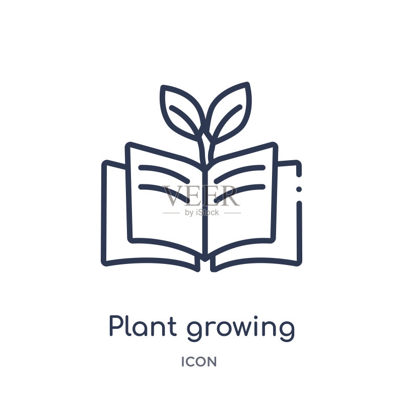 自然丛书中书本上的植物生长图标图标素材