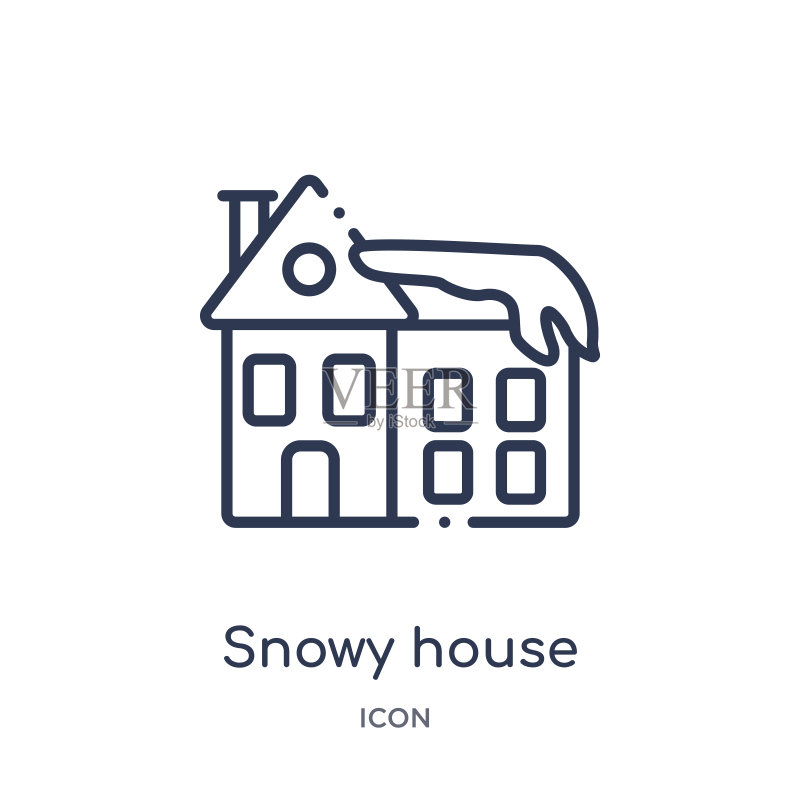 气象学轮廓系列:线性雪屋图标。白色背景上的细线雪屋图标,流行的雪屋图例图标素材