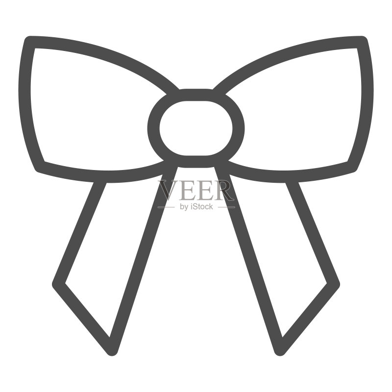 简约蝴蝶结线条图标。节日装饰矢量图,白色背景隔离。网页和应用程序专用丝带蝴蝶结轮廓样式设计。EPS 10。图标素材