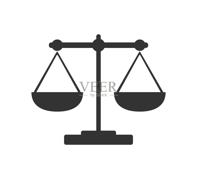 空白背景上的扁平设计黑色秤图标图标素材