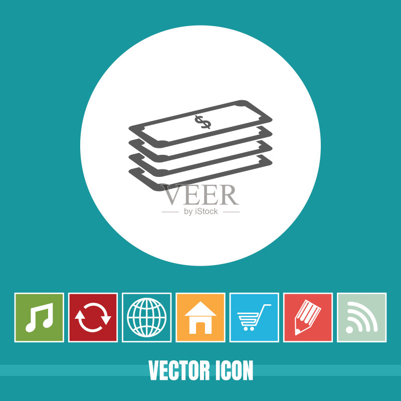 美元货币矢量图标及App软件Web实用素材图标素材