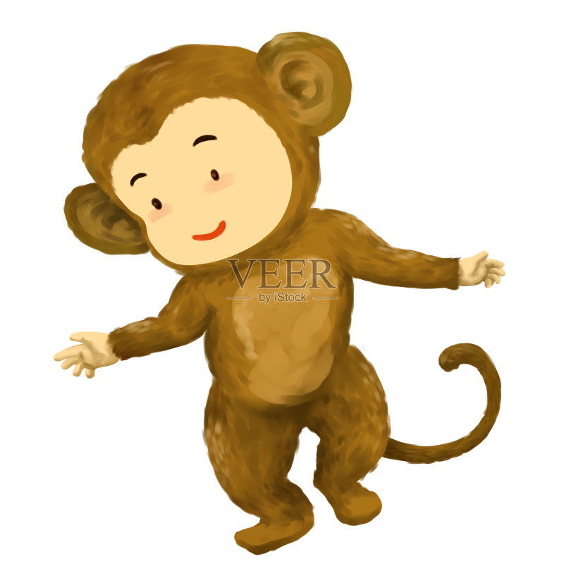 孩子们穿着猴子服装正版插画素材