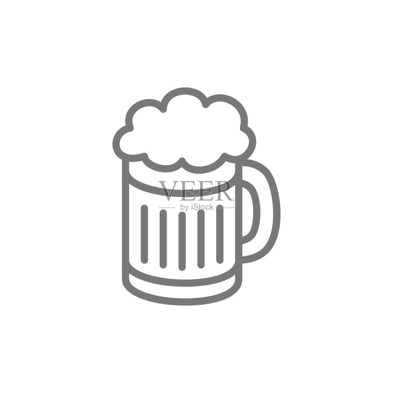 啤酒杯线条图标矢量图图标素材