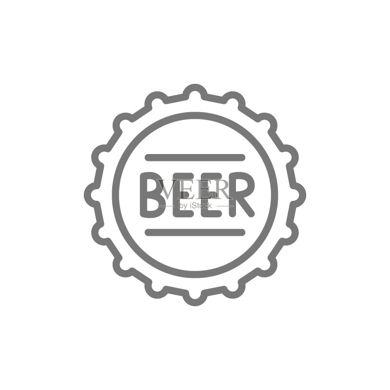 啤酒瓶盖线条图标矢量素材图标素材
