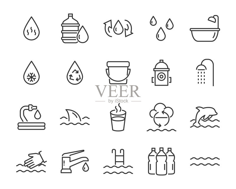 水图标合集,例如过滤器、液体、水图标素材