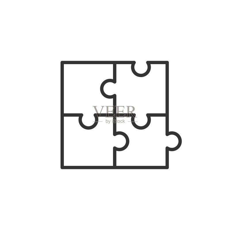 扁平风格的拼图兼容图标。白色孤立背景上的拼图协议矢量图。合作解决方案业务概念。图标素材
