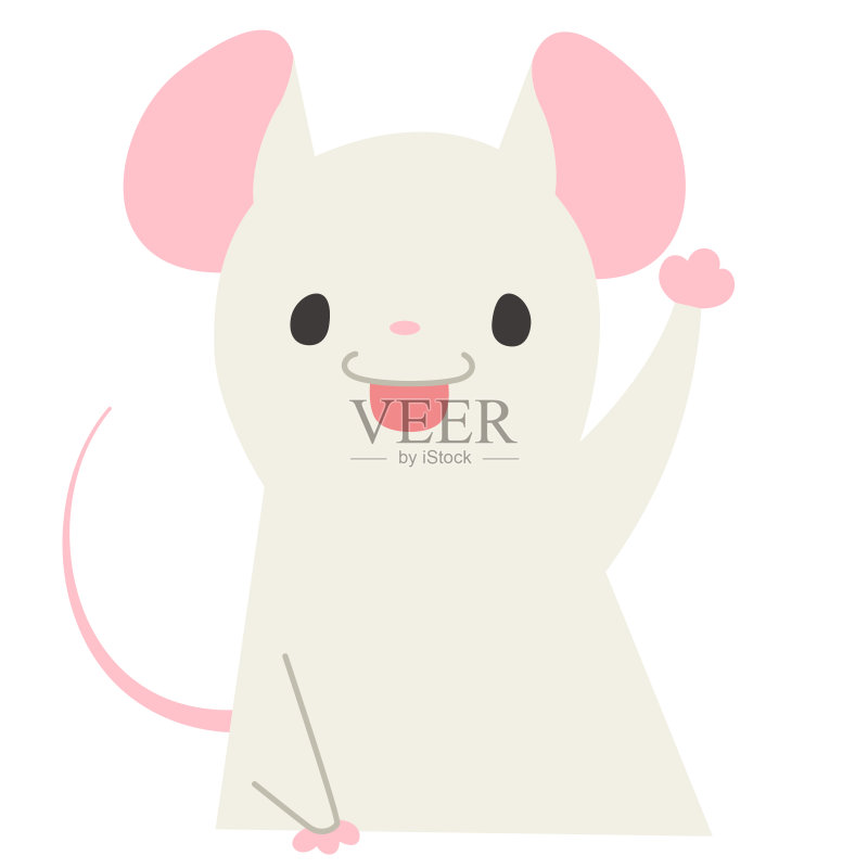 老鼠举手正版插画素材