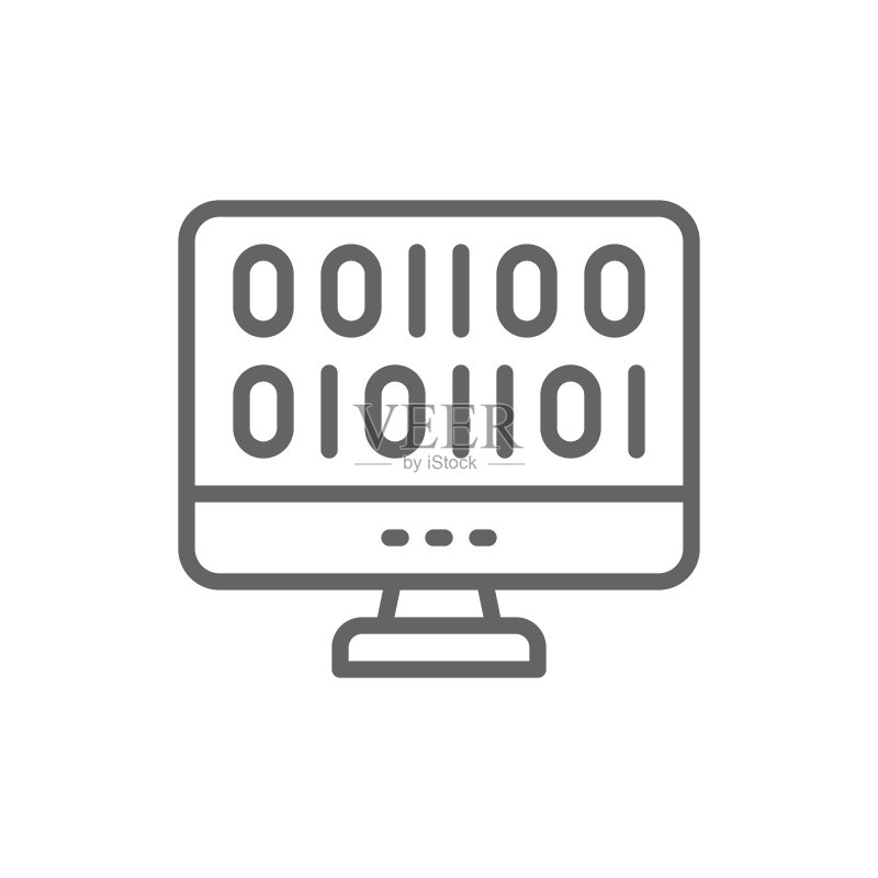 Web开发,编码线性图标矢量图。图标素材
