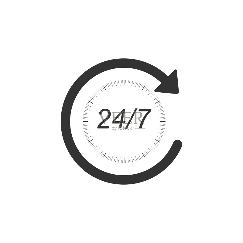 24/7全天候营业图标图标素材