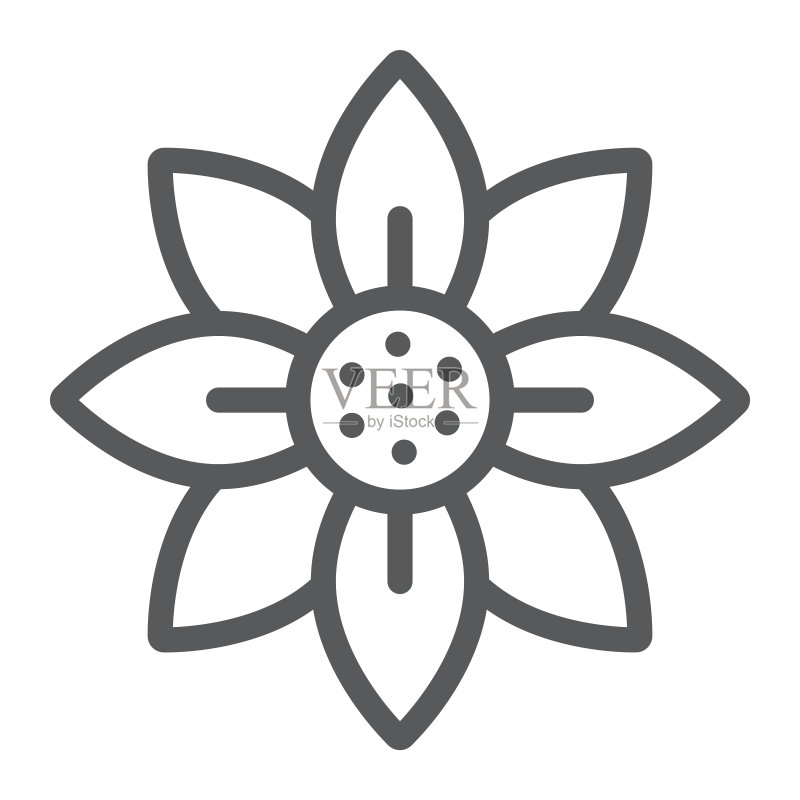 花朵线条图标,花卉图案,矢量图形,白色背景线性图案图标素材