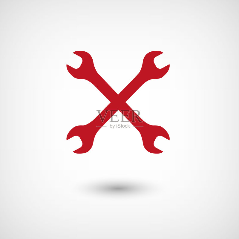 红色扳手矢量图标(带阴影)图标素材