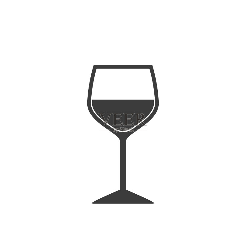 白色背景上的扁平风格葡萄酒杯图标图标素材