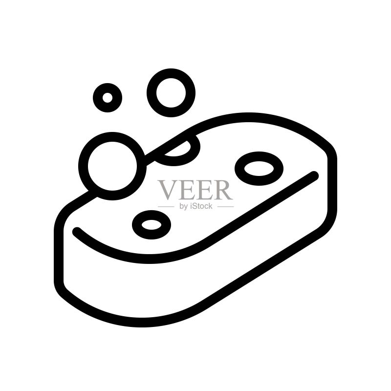 海绵矢量插图,卫生线条风格图标图标素材
