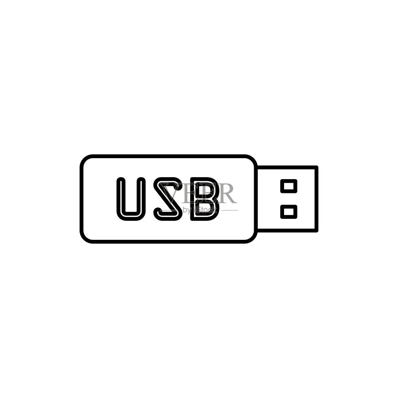 USB存储棒轮廓图标矢量图图标素材