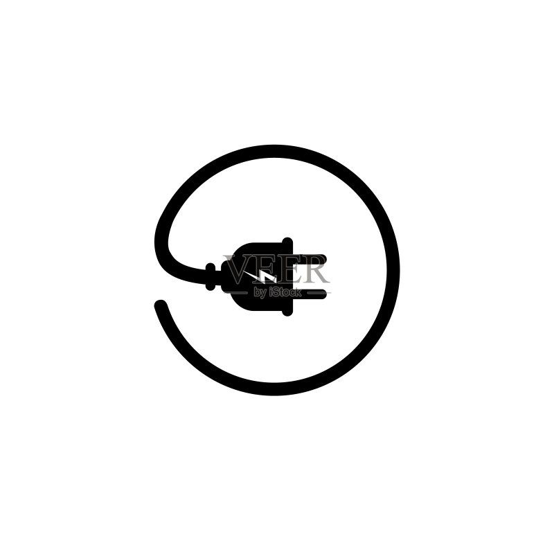 插头矢量图标,电气符号。用于Web或移动应用程序的简单扁平设计图标素材