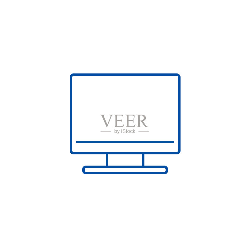 显示器线条图标概念。显示器扁平矢量符号、标志、轮廓图。图标素材