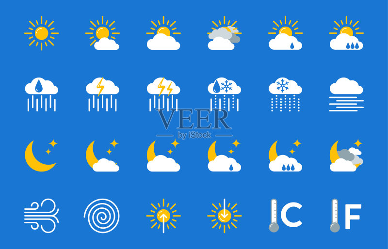 天气预报矢量图标集图标素材