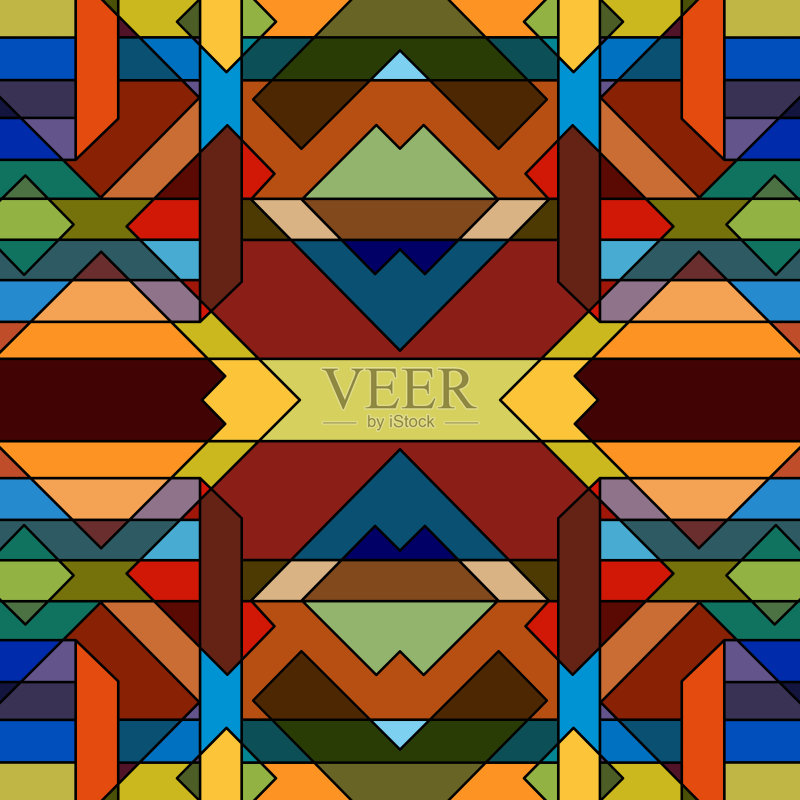 抽象的多色几何图案正版插画素材