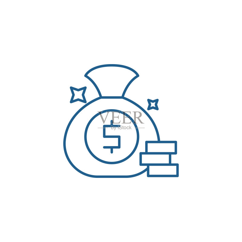 现金中奖线图标概念,现金中奖扁平矢量符号,标志,轮廓插图图标素材