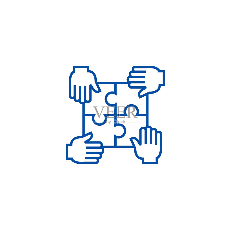 四手合作关系图标拼图图标素材