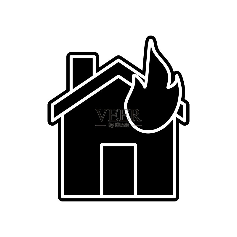 房屋燃烧图标:保险元素图标素材