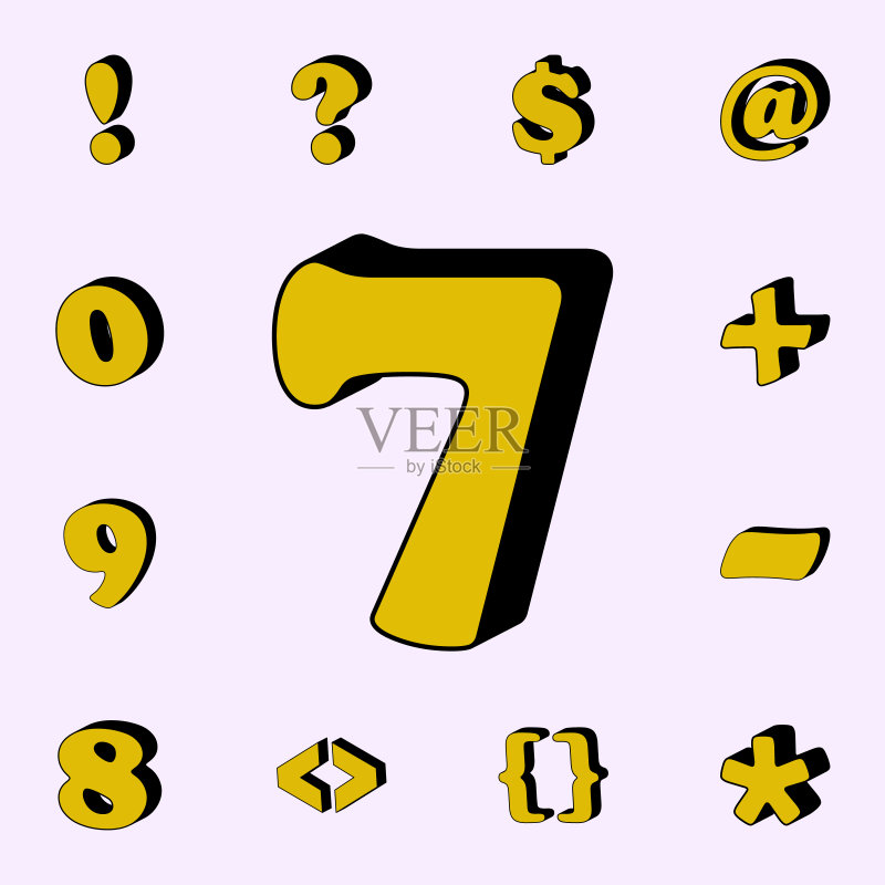 数字8的3D图标,适用于网页和移动设备的通用3D文字图标集图标素材
