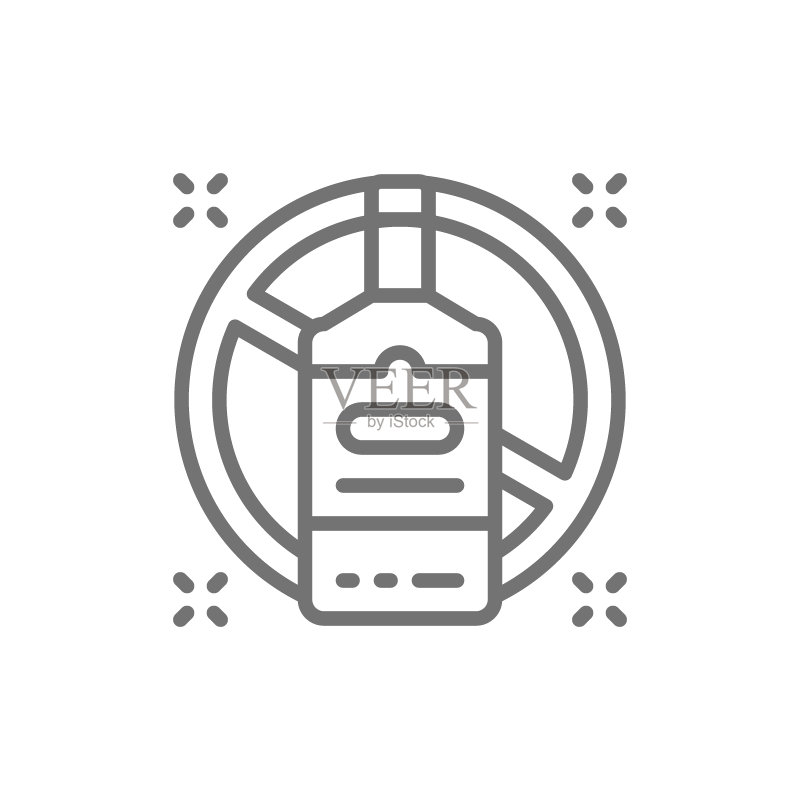 禁止饮酒标志,禁止饮酒线性图标图标素材