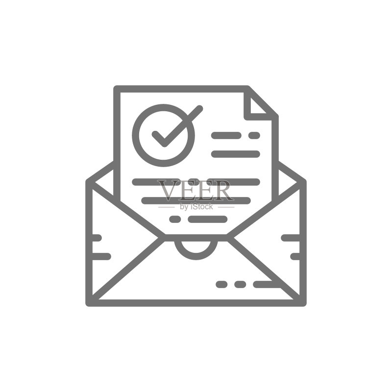 确认函勾选信封验证线条图标图标素材