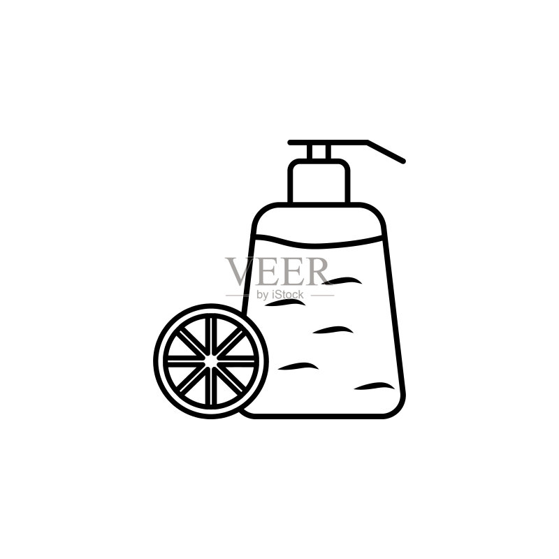 柑橘水果轮廓香水瓶图标。符号和标志可用于网站、logo、移动应用、UI、UX图标素材