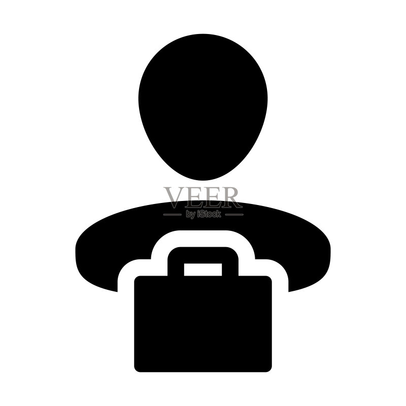 带有包袋符号的男性客户头像矢量图标,适用于商业图标素材