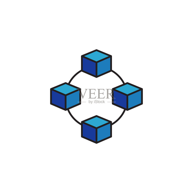 立方体网络连接结构矢量图标图标素材