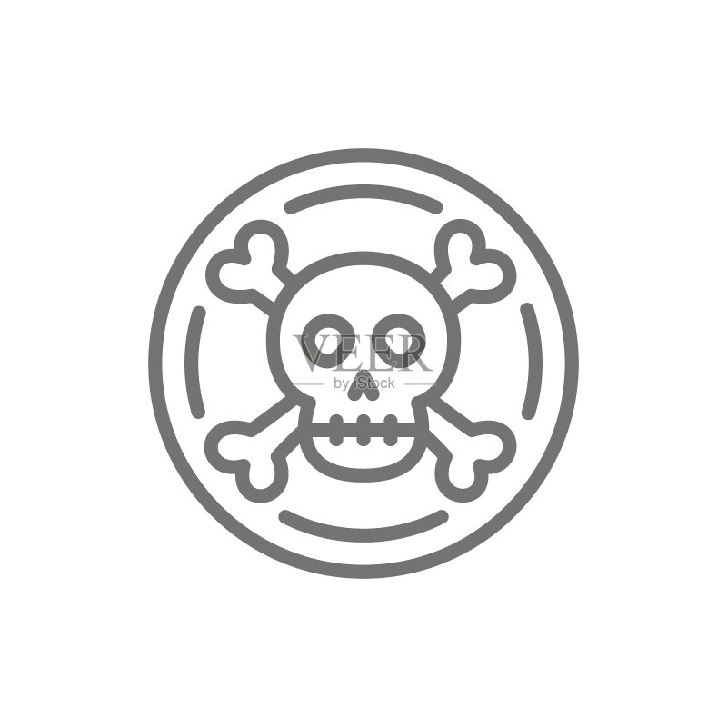 海盗金币宝藏线条图标图标素材